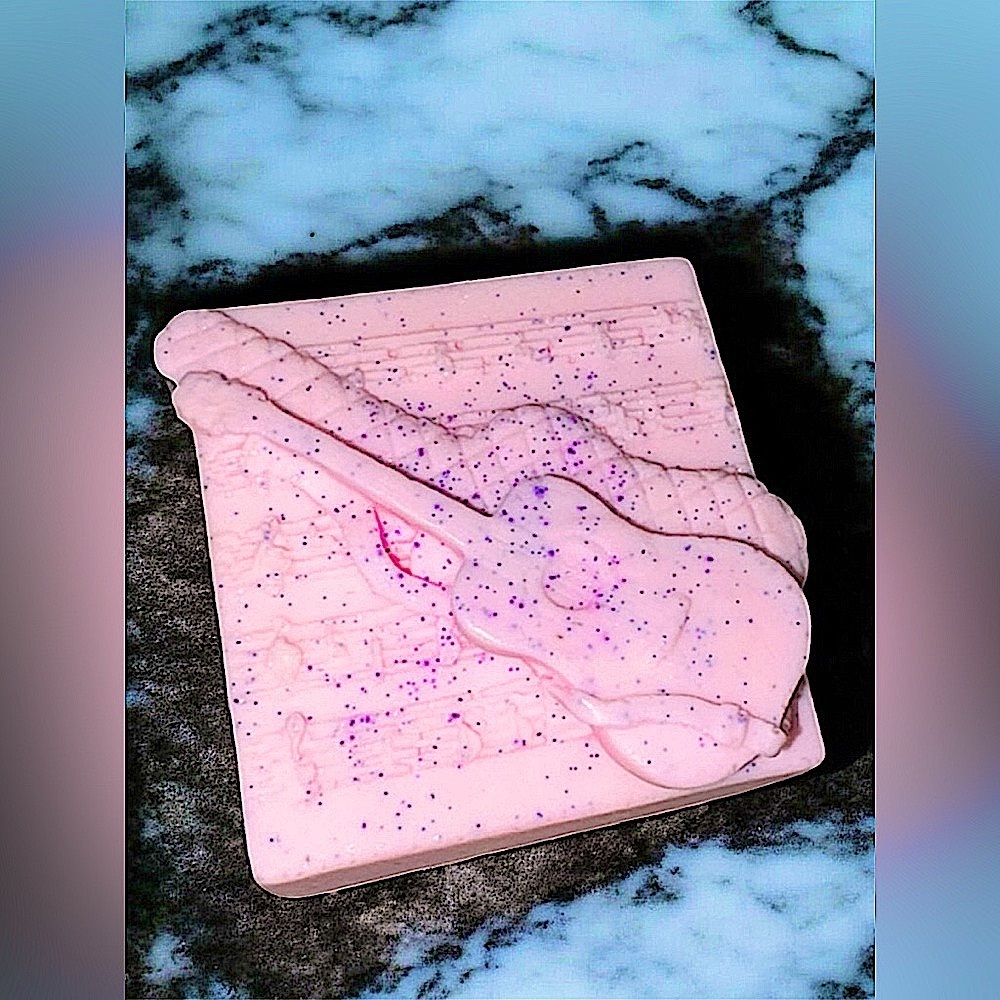 Cherry blossom Guitar Soap handmade - pink 2.5x2.5in oatmeal based 6oz